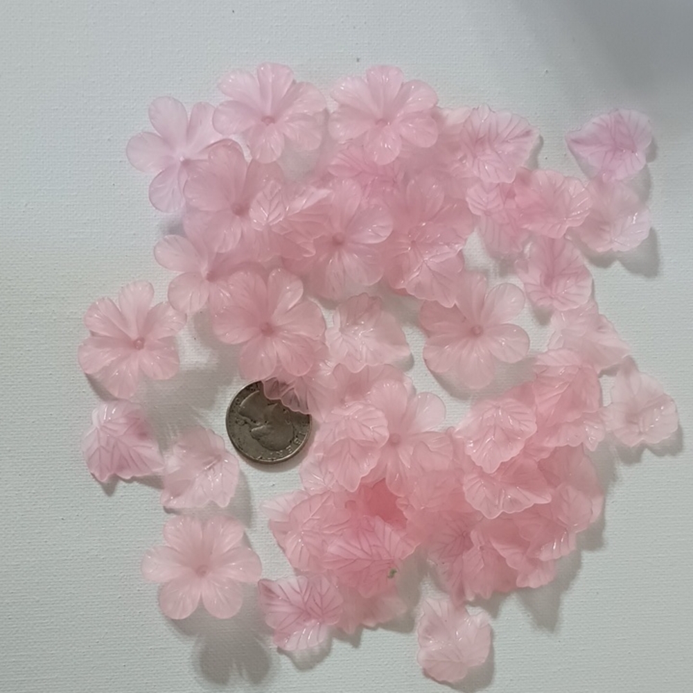 Pink Acrylic Flower Beads - Pastel Blossom Charms